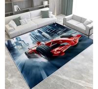 SANTPOT Red Area Rugs Formula One Soft Indoor Area Rug Machine Washable Non-Slip, Non-Shedding Short Pile Carpet For Living Room Bedroom Office Kitchen Hallway & Conservatory,