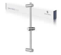 SANTRAS Deluxe Wall Rail in Chrome with 700 mm Pipe with Shower Head Holder - Individually Adjustable Shower Rail 70 cm with 2 Brackets with 1 Hole Each