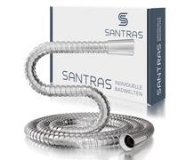SANTRAS® Metal Shower Hose Deluxe 3.00 m Long with Water Saver in Chrome - Particularly Flexible and Non-Twisting Shower Hose with Flow Limiter