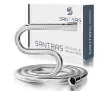 SANTRAS® Shower Hose Premium Chrome 0.50 m Made in Germany with Water Saver - Especially Flexible and Twist-Proof with Flow Limiter - Shower Hose in Stainless Steel Look Made of Easy Clean Material