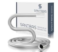 SANTRAS® Shower Hose Premium Chrome 2.00 m Made in Germany with Water Saver - Especially Flexible and Twist-Proof with Flow Limiter - Shower Hose in Stainless Steel Look Made of Easy Clean Material