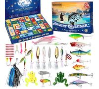 santreetrade Fishing Advent Calendar 2025 for Adult Teen Boy Men - 24 Days Christmas Countdown Fishing Lure Tackle Kit for Bass Trout - Christmas Gift for Dad Husband Boyfriend Him Surprise