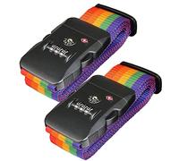 SANTREST Travel Luggage Strap Adjustable Suitcase Packing Belt with TSA Combination Lock, Rainbow 2 Pack, 2 Pack