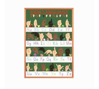 SANTSUN American Sign Language Alphabet Poster for Classroom Wall, 16.5 x 24 Inch; ASL Alphabet Line & Basic Signs Chart for Kids, Elementary Homeschool Decor display, Teacher Supplies