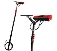SANTUNK Window Cleaning Pole, 12-36FT Water Fed Telescopic Brush with Squeegee, Water/Hose Fed Pole, Cleaning Photovoltaic and Solar Panels,Outdoor Window Cleaner w/ 20M Hose (with Squeegee,5.4M)