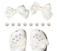 SANTUO 10Pcs Bows Pearl Croc Charms Bowknot Shoe Charms for Jibbitaz Crocs Clog Removable Bowknot DIY Craft Decorations for Adults GIrls Women Wedding BIrthday Party Holiday