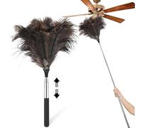 SANTUO 115cm Feather Duster Extendable, Ostrich Feather Duster for Cleaning High Ceilings Lights Cupboards Home Car Office