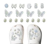 SANTUO 18Pcs Croc Charms, Butterfly Bling Bear Clog Charms for Wedding DIY Decoration Floral Crystal Shoe Charms for Women Girls Party Birthday Gifts