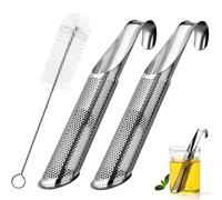 SANTUO 2 Pack Stainless Steel Tea strainers for Loose Tea - Portable Tea Strainer Stick Pipe Portable Easy-Clean Tea Infuser for Loose Tea Black Tea, Rooibos, etc