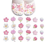 SANTUO 24PCS Flower Crocs Charms, Crocs Jibbitz,Charms for Croc, Sakura Cherry Blossom DIY Shoe Decoration Accessories for Women Girls, Birthday Party Gifts