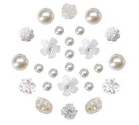 SANTUO 26Pcs Croc Charms Wedding Pearl Flower Shoe Charms for Jibbitz Clog DIY Pearl Shoes Decorations for Women Girls Holiday Wedding Birthday Party Gift