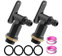 SANTUO 2Pcs 3/4" Water Butt Tap Replacement Snap-Fit BSP Thread Waterbutt taps for Garden Water Tap Hose Pipe Rain Barrel Black Plastic Connector Beer Home Brew Push-Fit Water-tap