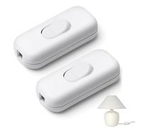 SANTUO 2Pcs Inline Light Switch, Inline Switch for Lamps, 6A 250V ON/Off Cord Switches 2 or 3 Core for Table Lamp & Small Appliance(White)