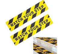 SANTUO 2PCS Watch Your Step Sign Sticker, 15 x 60 cm Anti Slip Floor Tape, Black and Yellow Hazard Caution Tape for Steps, Stairs, Wet Floors - Indoor & Outdoor Safety Grip Decal