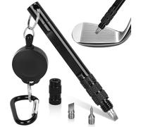 SANTUO 3 in 1 Golf Groove Sharpener Golf with Retractable Cord 22 Inch Golf Club Cleaner Fit for U and V-Grooves - Generate Optimal Backspin and Improve Ball Control