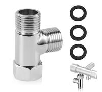 SANTUO 3 Way T Shape Adapter G1/2" Brass Shower Diverter Valve Rust-Resistant Construction with 3 Washers, Perfect Splitter for Installing Handheld Bidet Sprayers and Shower Accessories