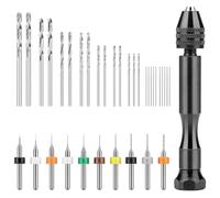 SANTUO 36Pcs Precision Pin Vise Hand Drill Set with Micro Twist Drill Bits, Mini Drilling Tools for Craft Carving Polymer Clay Model Making Electronic Drilling Holes Woodworking Jewelry DIY