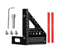 SANTUO 3D Carpenter Square, 22.5-90 Degree Aluminum Alloy Speed Square with 11 Drill Holes, High Precision Multi-Angle Measuring Tool for Woodworking and Engineering, Black