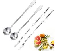SANTUO 4 Pcs Pickle Kit - 7.3 Inch Olive Spoon & Pickle Fork - Stainless Steel Olive Spoon and Pickle Fork for Olive, Cucumber and Arugula Jars