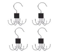 SANTUO 4Pcs Belt Hanger Organiser with 6 Rotating Hooks for Closet Storage Maximise Wardrobe Space for Belts, Ties, Scarves and Bags, Durable Space Saving Solution with 360-Degree Swivel Hooks