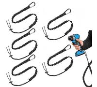 SANTUO 5 Pcs Tool Tether, Black Safety Lanyard with Spring Carabiner and Adjustable Loop, 90-130cm Stretch Length for Fall Protection When Working at Heights, Maximum Load 10KG/22LBS