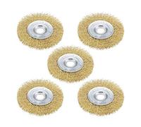 SANTUO 5Pcs 100mm Wire Brush for Ryobi Patio Cleaner Wire Brush, Crimped Steel Brass, 5/8-Inch Arbor Hole, for Cleaning Rust Removal Polishing Deburring Paint Removal（100*16*13mm）