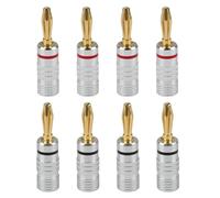 SANTUO 8Pcs 4mm Gold Plated Banana Plugs Speaker Banana Plug with Refined Copper Secure Screw Connection Ideal for High Fidelity for AV Amps and Receivers