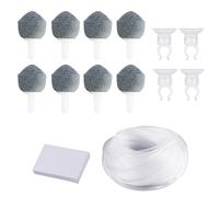SANTUO 8PCS Air Stones for Fish Tanks, Aquarium Air Stone 4PCS Suction Cup Set with 2M Air Hose, Bubble Diffuser and Pond Aerator Stone for Fish Tanks, Ponds and Small Buckets, Easy to Sink Design