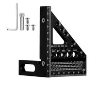 SANTUO Carpenter 3D Speed Square, 22.5°-90° Aluminum Alloy Speed Square with 11 Drill Holes, High Precision Multifunctional Measuring Tool for DIY and Professional, Black