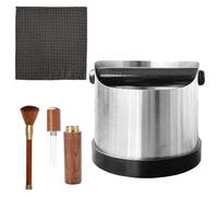 SANTUO Coffee Knock Box, Small Stainless Steel Espresso Knock Box with Removable Bar Stoffnadel Brush - 700ml Anti-Slip Base Coffee Grounds Container for Home Kitchen