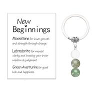 SANTUO Crystal Keychain Gift for Women - New Beginnings Good Luck Keyring Motivational Gift for New Job Home Retirement Colleague Farewell Students Spiritual Healing Handbag Charm