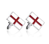 SANTUO England St George Flag Cufflinks with Red Cross Enamel Design Cufflinks with St George's Cross Pattern, Premium Alloy Construction,Fashionable Shirt Accessories,Idea Gift for Men,Him,Father