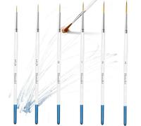 SANTUO Fine Paint Brushes, 6 Pcs Small Paint Brushes Set for Art Rigger Brush with Thin Nylon Bristles for Acrylic Watercolor Oil Gouache Miniature & Detail Painting