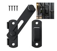 SANTUO Flip Sliding Door Lock, 180° Black Stainless Steel Door Latch and Bathroom Lock Secure Gate Lock for Sliding Barn Doors Internal Doors Garage and Windows