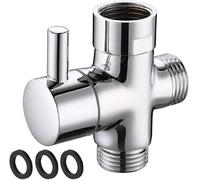 SANTUO G1/2" Shower Diverter Valve 3-Way Solid Brass Shower Splitter Valve with Rubber Washer Bathroom Shower Hose Connector Replacement for Hand Held Showerhead Fixed Spray Head Chrome