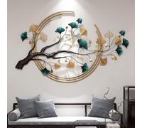 SANTUO Luxury Metal Ginkgo Tree Leaf Wall Art, Creative Handmade Wall Sculpture, Nature Home Art Decoration ForHome Living Room Bedroom Kitchen Hotel,52 X 32 Inch