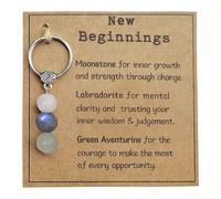 SANTUO Moonstone Crystal Keychain Gift with Inspirational Card Healing Crystal Keyring for New Beginnings, Job Changes,Life Transitions, Thoughtful Encouragement Gift