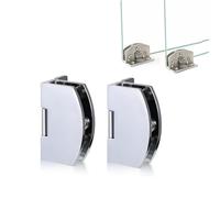 SANTUO No Drill Glass Hinges, 2 Pcs Zinc Alloy Half-Round Pivot Hinges for 4-7mm Frameless Glass - 90 Degree Clip-On for Shower Door, Cabinet, Wine Display (5-6mm Gap)