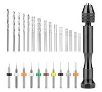 SANTUO Precision Pin Vise Hand Drill Set with Micro Twist Drill Bits, Mini Drilling Tools for Craft Carving Polymer Clay Model Making Electronic Drilling Holes Woodworking Jewelry DIY (30+10+1（41Pcs）)