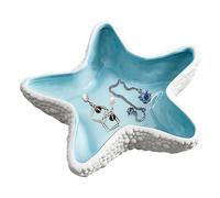 SANTUO Starfish Trinket Dish - Ceramic Jewellery Dish & Key Bowl Ring Dish, Key Tray for Coffee Table Decor, New Home Gifts & Engagement Presents, Ocean Blue