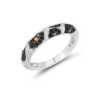 Santuzza 925 Sterling Silver Ring Python Pattern Black Spinel White Cubic Zirconia Rings (8)