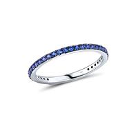 Santuzza 925 Sterling Silver Stackable Ring Blue Nano Cubic Zirconia Engagement Wedding Band Stacking Ring for Women (8.5)