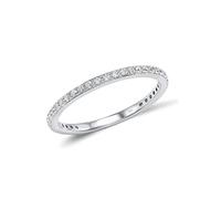 Santuzza 925 Sterling Silver Stackable Ring White Cubic Zirconia Engagement Wedding Band Stacking Ring for Women (7.5)