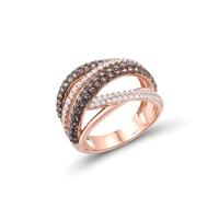 Santuzza 925 Sterling Silver Twisted Ring Nano Brown Spinel Cubic Zirconia Rose Gold Plated Ring for Women (10)