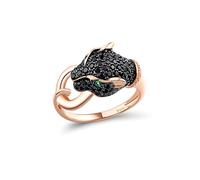 Santuzza Panther Ring Leopard Head Black Spinel 14K Rose Gold Plated Sterling Silver Ring for Women (6)
