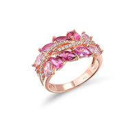 Santuzza Sterling Silver Twisted Vine Ring Rose Gold Plated Pink Sapphire Simulated Diamond Engagement Wedding Ring for Women (7)