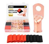 Sanuke 120Pcs AWG 8 6 4 2 Copper Wire Lugs with Heat Shrink Set, 60Pcs Heavy Duty Battery Cable Closed End Tubular Ring Terminals Connectors with 60Pcs Heat Shrink Tubing