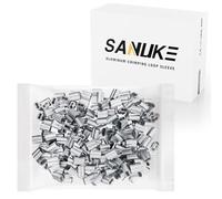 Sanuke 200PCS 5/64" Aluminum Crimping Loop Sleeve Wire Rope Sleeves Double Barrel Ferrule for Wire Rope and Cable Line End…