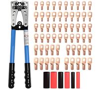 Sanuke Battery Cable Lug Crimping Tool Kit for AWG 8-1/0 Electrical Lug Crimper with 60pcs Wire Lugs and Heat Shrink Tubing