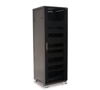 SANUS Component Series CFR2136 AV rack can support up to 850 lbs of AV gear. It comes pre-assembled with blanking panels and vented shelves, which include back stops to ensure AV equipment does not move during use. Quick-release back and side panels allow complete and total access to components and wiring. The rack has two 3U cut-out openings on both top and bottom of the rack as well as a removable 3U panel that can be located above or below the rear rack door for added venting or active coolin